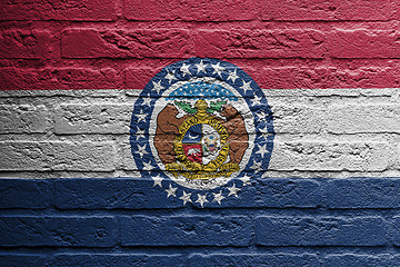 Image showing Brick wall with a painting of a flag, Missouri