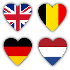 Image showing Flags in the shape of a heart, coutries