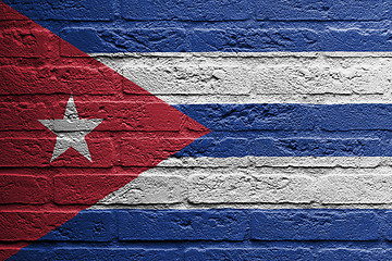 Image showing Brick wall with a painting of a flag, Cuba