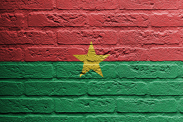 Image showing Brick wall with a painting of a flag, Burkina Faso