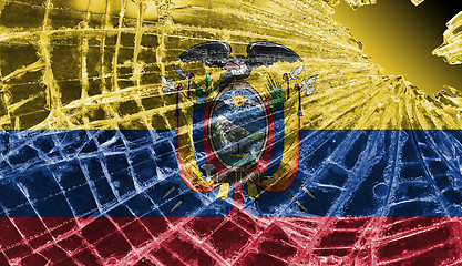 Image showing Broken glass or ice with a flag, Ecuador