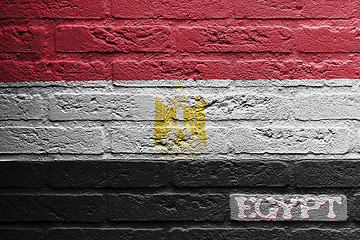 Image showing Brick wall with a painting of a flag, Egypt