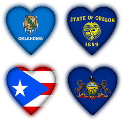 Image showing Flags in the shape of a heart, US states