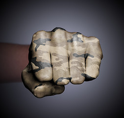 Image showing Front view of a punching fist