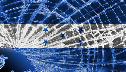 Image showing Broken glass or ice with a flag, Honduras