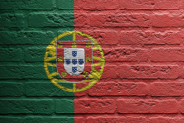 Image showing Brick wall with a painting of a flag, Portugal