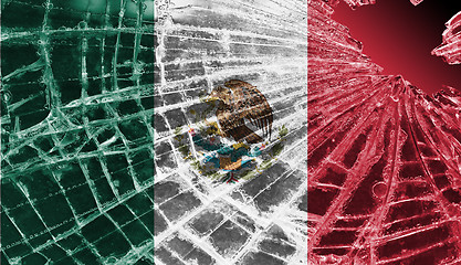 Image showing Broken ice or glass with a flag pattern, Mexico