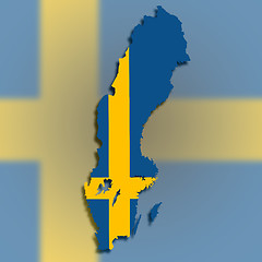 Image showing Map of Sweden filled with flag