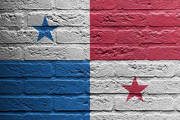 Image showing Brick wall with a painting of a flag, Panama