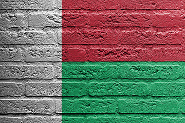 Image showing Brick wall with a painting of a flag, Madagascar