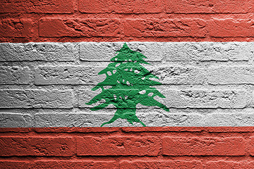 Image showing Brick wall with a painting of a flag, Lebanon
