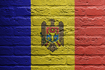 Image showing Brick wall with a painting of a flag, Moldavia