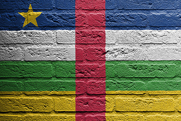 Image showing Brick wall with a painting of a flag, Central African Republic