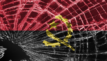 Image showing Broken glass or ice with a flag, Angola