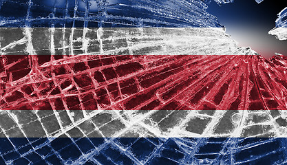 Image showing Broken glass or ice with a flag, Costa Rica