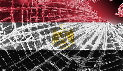 Image showing Broken glass or ice with a flag, Egypt