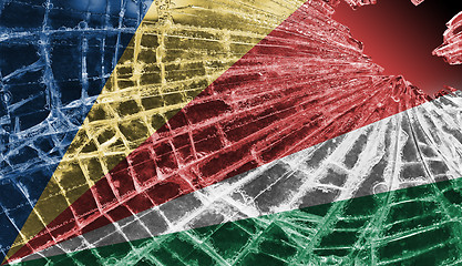 Image showing Broken glass or ice with a flag, The Seychelles