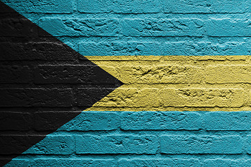 Image showing Brick wall with a painting of a flag, The Bahamas