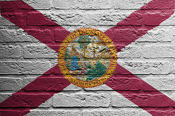 Image showing Brick wall with a painting of a flag, Florida
