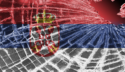 Image showing Broken glass or ice with a flag, Serbia
