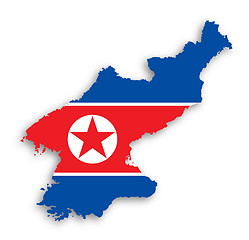 Image showing Map of North Korea with flag inside