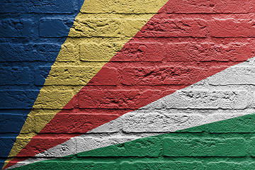 Image showing Brick wall with a painting of a flag, The Seychelles