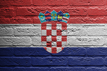 Image showing Brick wall with a painting of a flag, Croatia
