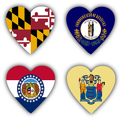 Image showing Flags in the shape of a heart, US states