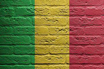 Image showing Brick wall with a painting of a flag, Mali