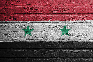 Image showing Brick wall with a painting of a flag, Syria