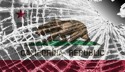 Image showing Broken ice or glass with a flag pattern, California