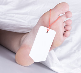 Image showing Dead body with toe tag