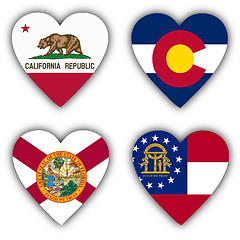 Image showing Flags in the shape of a heart, US states