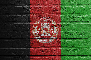 Image showing Brick wall with a painting of a flag, Afghanistan