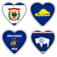 Image showing Flags in the shape of a heart, US states