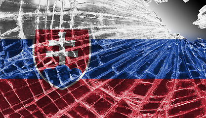 Image showing Broken glass or ice with a flag, Slovakia