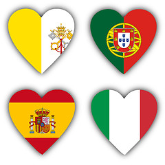 Image showing Flags in the shape of a heart, coutries