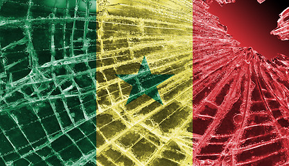 Image showing Broken glass or ice with a flag, Senegal