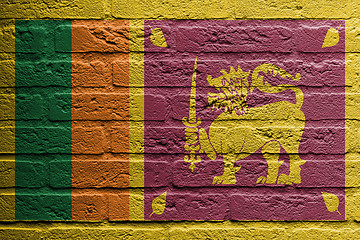 Image showing Brick wall with a painting of a flag, Sri Lanka