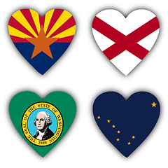 Image showing Flags in the shape of a heart, US states