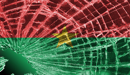 Image showing Broken glass or ice with a flag, Burkina Faso