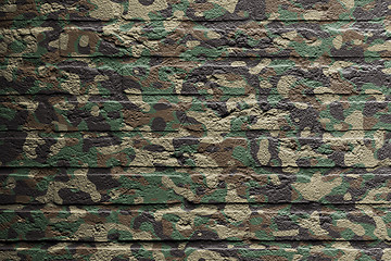 Image showing Brick wall with a painting of a flag, Camouflage