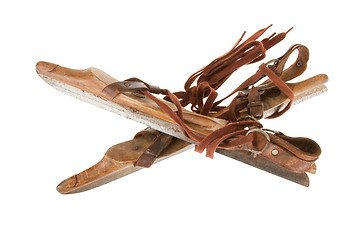 Image showing Old wooden ice skates isolated