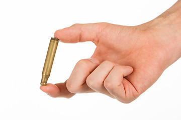 Image showing Hand holding an empty cartridge