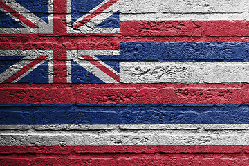 Image showing Brick wall with a painting of a flag, Hawaii