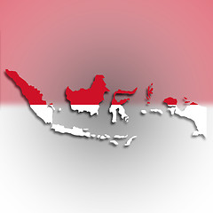 Image showing Map of Indonesia filled with flag