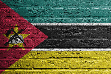 Image showing Brick wall with a painting of a flag, Mozambique