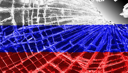 Image showing Broken ice or glass with a flag pattern, Russia