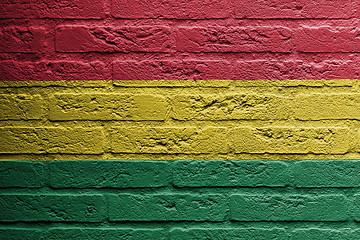 Image showing Brick wall with a painting of a flag, Bolivia