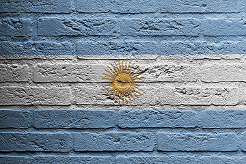 Image showing Brick wall with a painting of a flag, Argentina